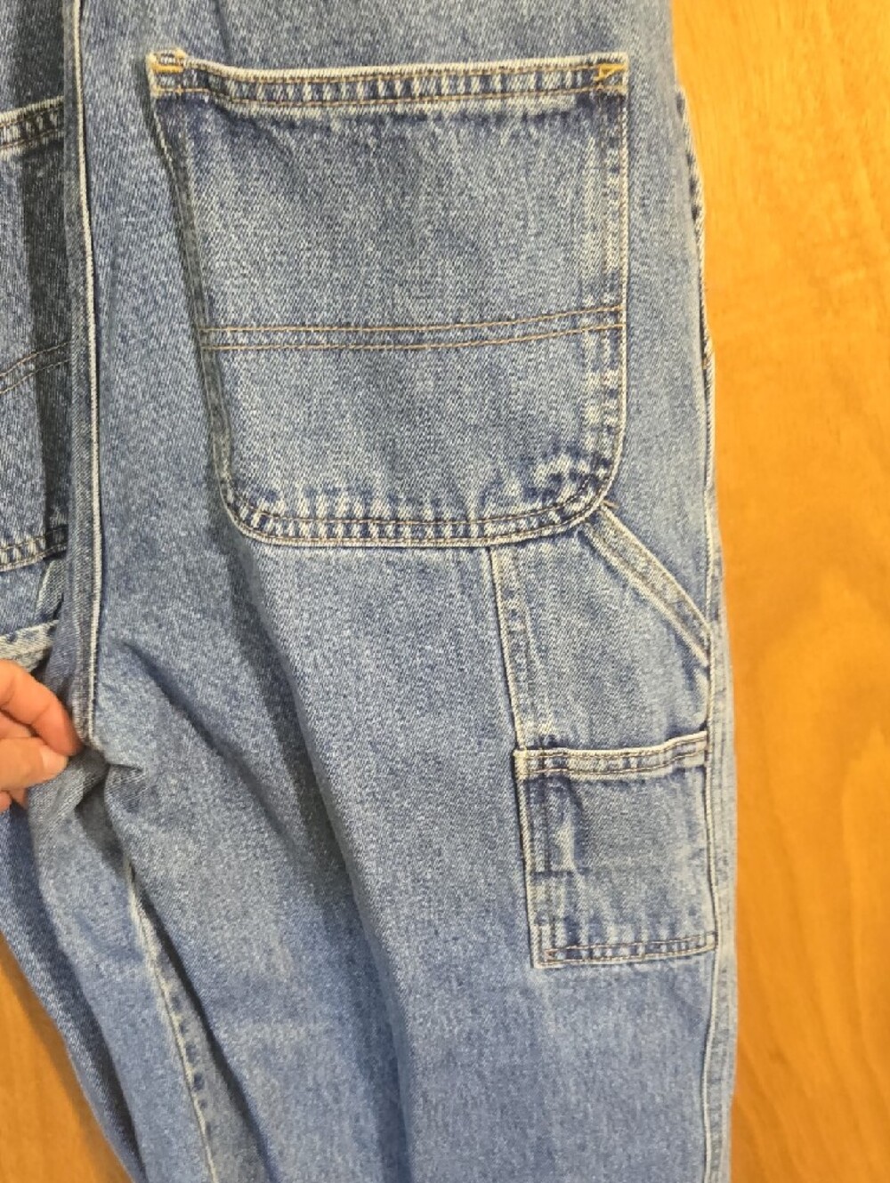 Light Wash Straight Leg Blue Denim Vintage 100 Cotton London Overalls Jumpsuit - Picture 7 of 12